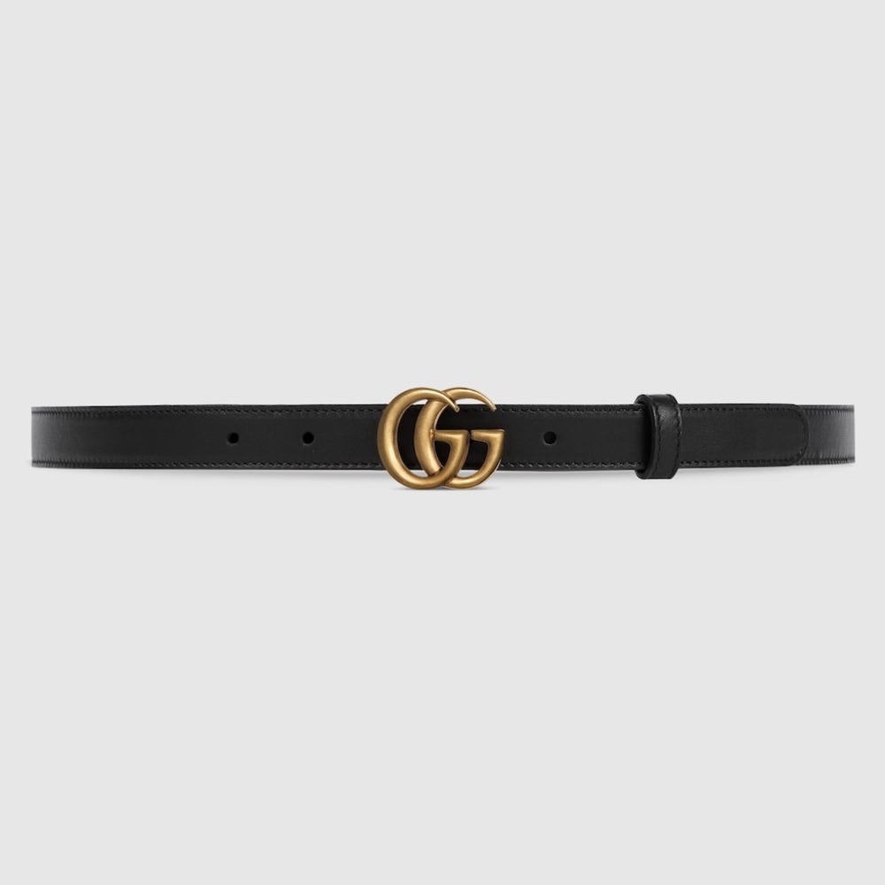 Gucci Marmont Leather Belt Black Double G Buckle GG size 100.40